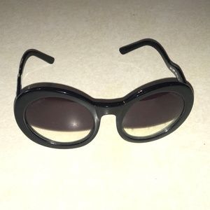 Black Round Half-Tint Sunglasses